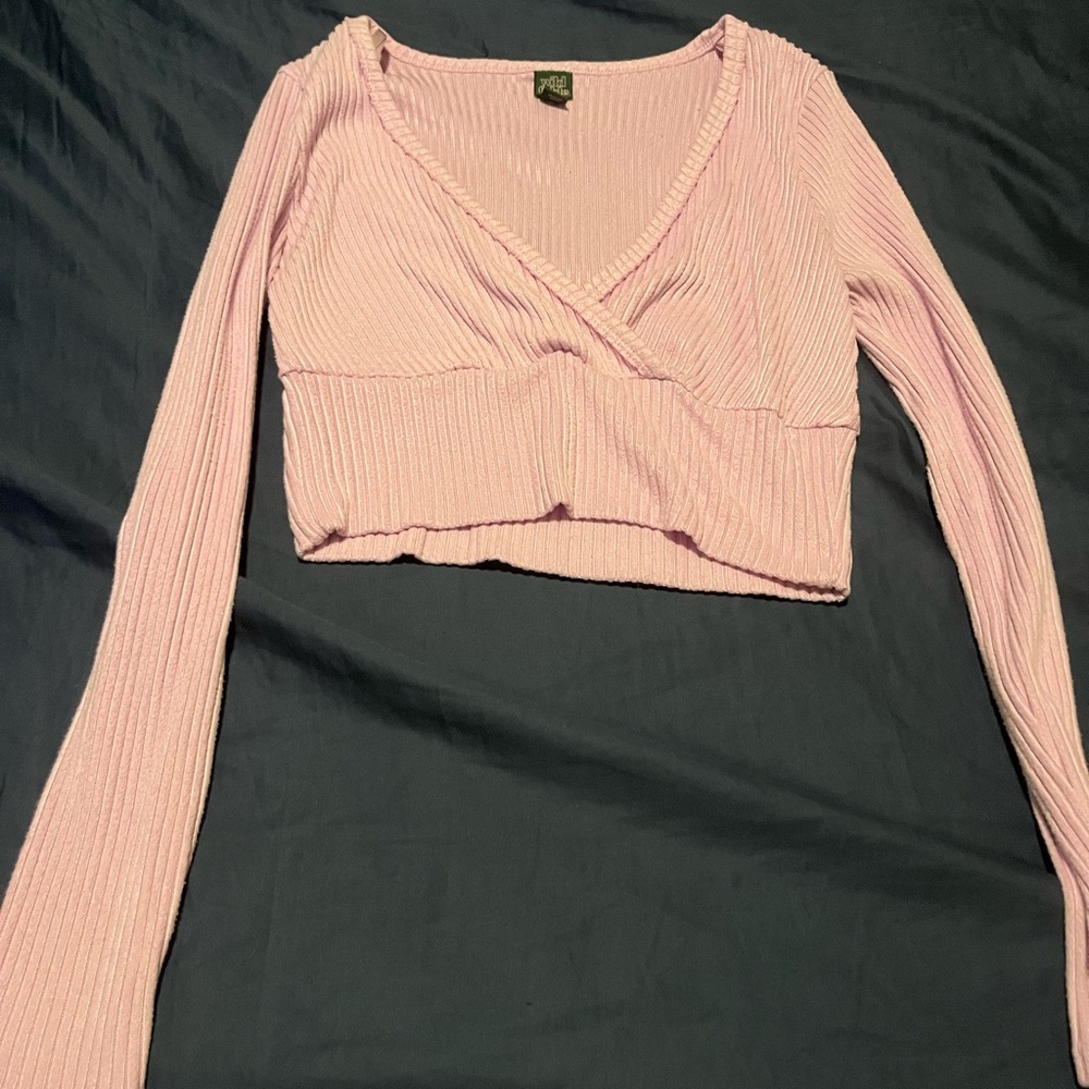 Wild Fable Light Pink Ribbed Wrap Blouse
